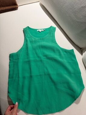 Good American Emerald Green Sleeveless Silk Tank
